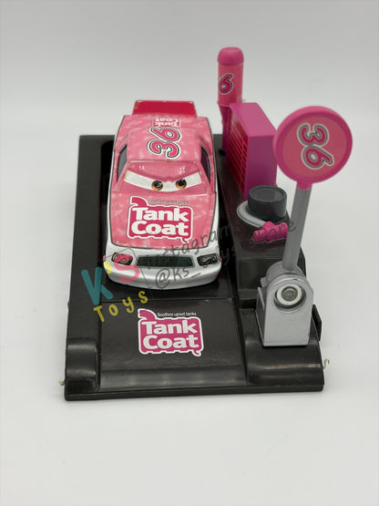 PRE-OWNED / LOOSE DISNEY PIXAR CARS - "EUGENE CARBURESKI #36 TANK COAT" CARS PIT ROW LAUNCHER SERIES - GOOD CONDITION