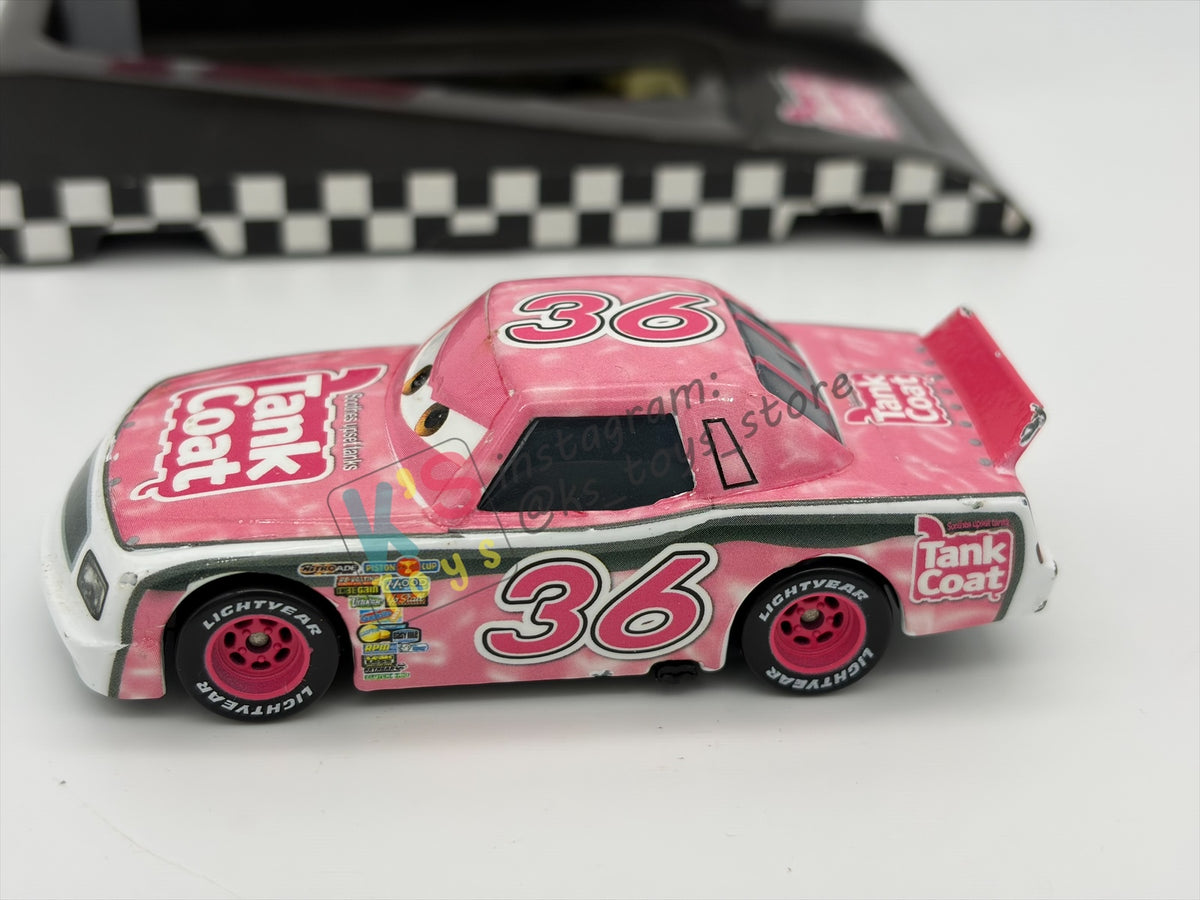 PRE-OWNED / LOOSE DISNEY PIXAR CARS - "EUGENE CARBURESKI #36 TANK COAT" CARS PIT ROW LAUNCHER SERIES - GOOD CONDITION