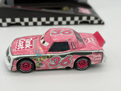 PRE-OWNED / LOOSE DISNEY PIXAR CARS - "EUGENE CARBURESKI #36 TANK COAT" CARS PIT ROW LAUNCHER SERIES - GOOD CONDITION