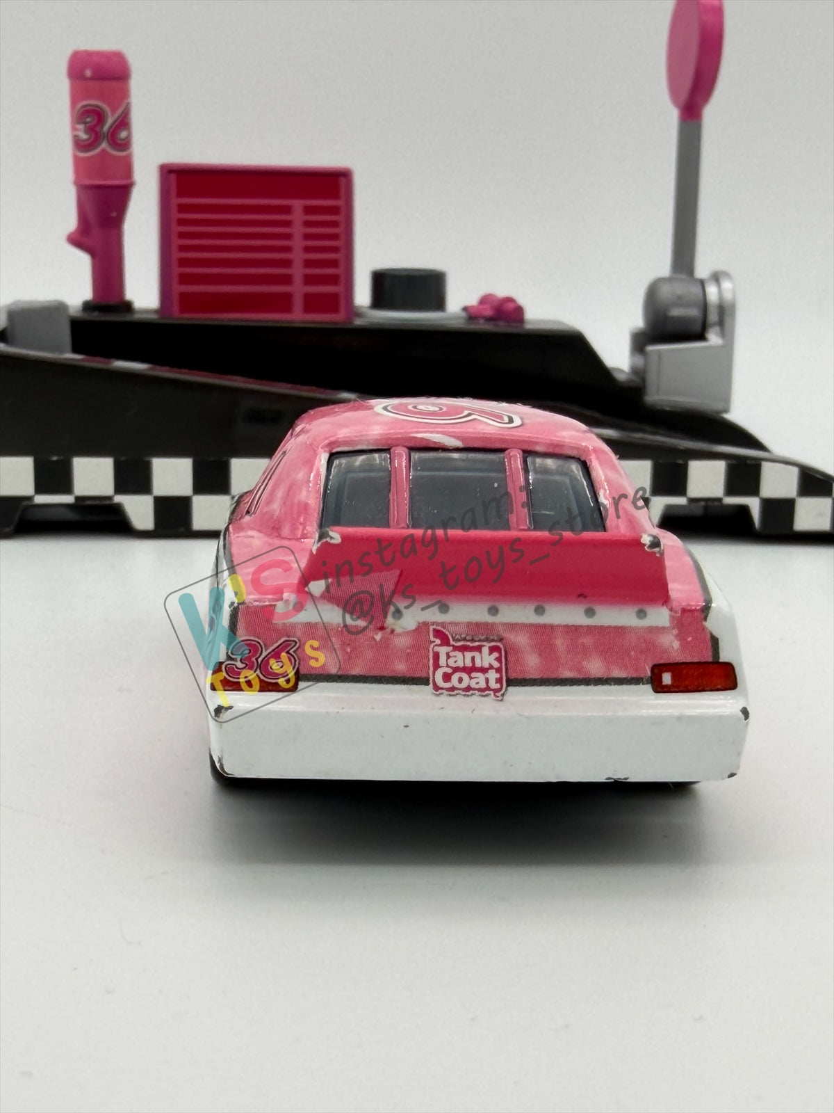 PRE-OWNED / LOOSE DISNEY PIXAR CARS - "EUGENE CARBURESKI #36 TANK COAT" CARS PIT ROW LAUNCHER SERIES - GOOD CONDITION