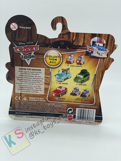 DISNEY PIXAR CARS "LUG & NUTTY WITH OIL CANS" MATER THE GREATER SERIES - Cars Toon - BNIP