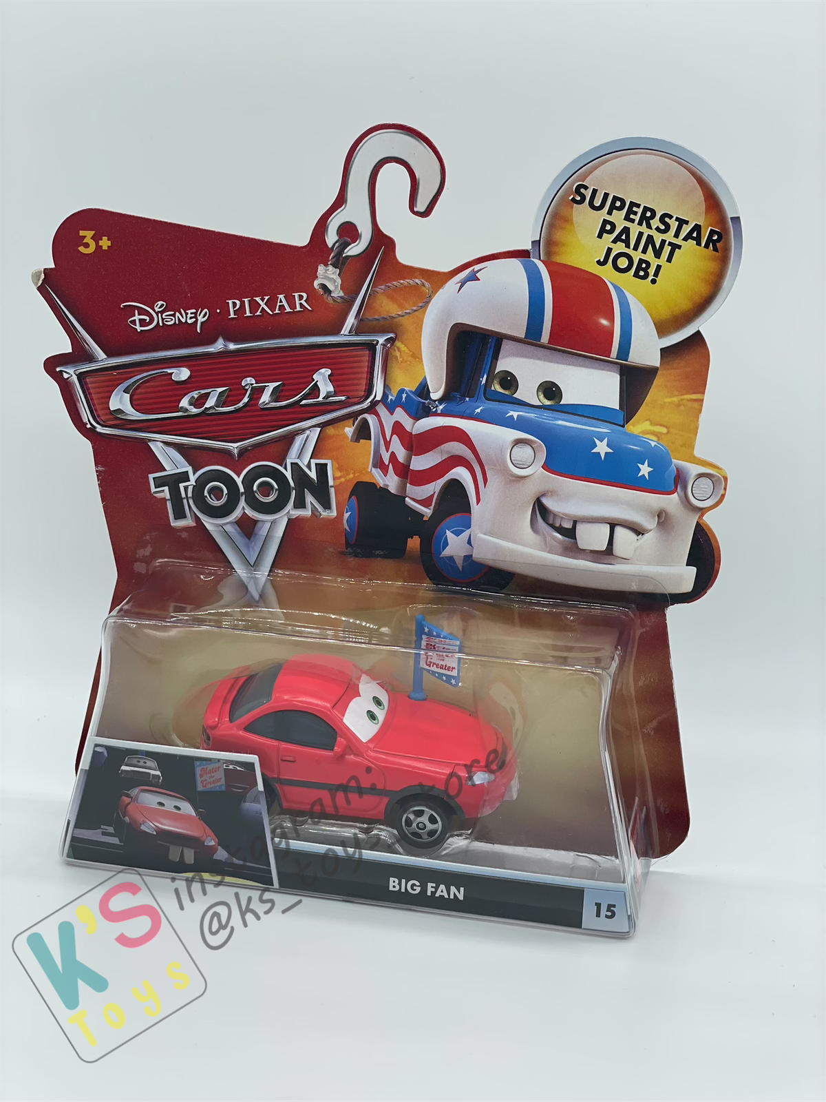 DISNEY PIXAR CARS "BIG FAN" MATER THE GREATER SERIES - Cars Toon - BNIP