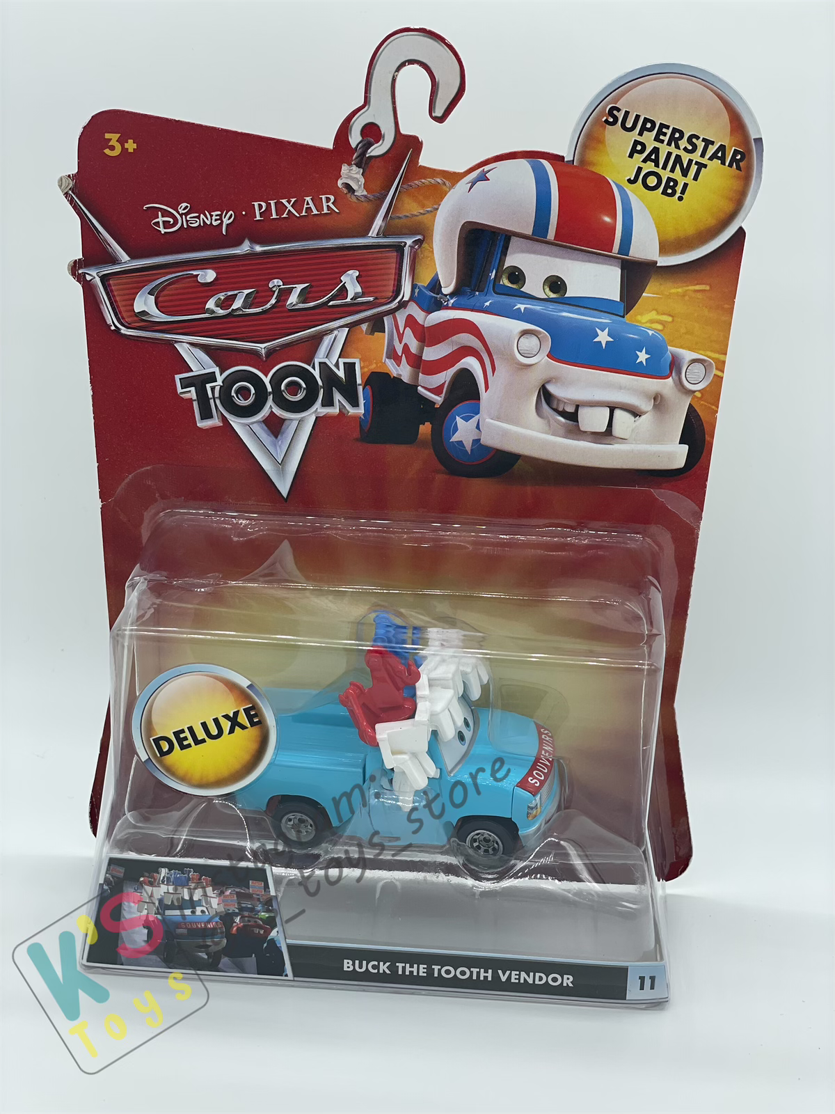 DELUXE DISNEY PIXAR CARS "BUCK THE TOOTH VENDOR" MATER THE GREATER SERIES - Cars Toon - BNIP