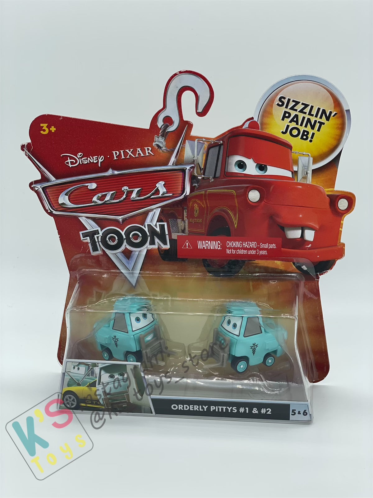 DISNEY PIXAR CARS "ORDERLY PITTYS #1 & #2" RESCUE SQUAD MATER SERIES - Cars Toon - BNIP