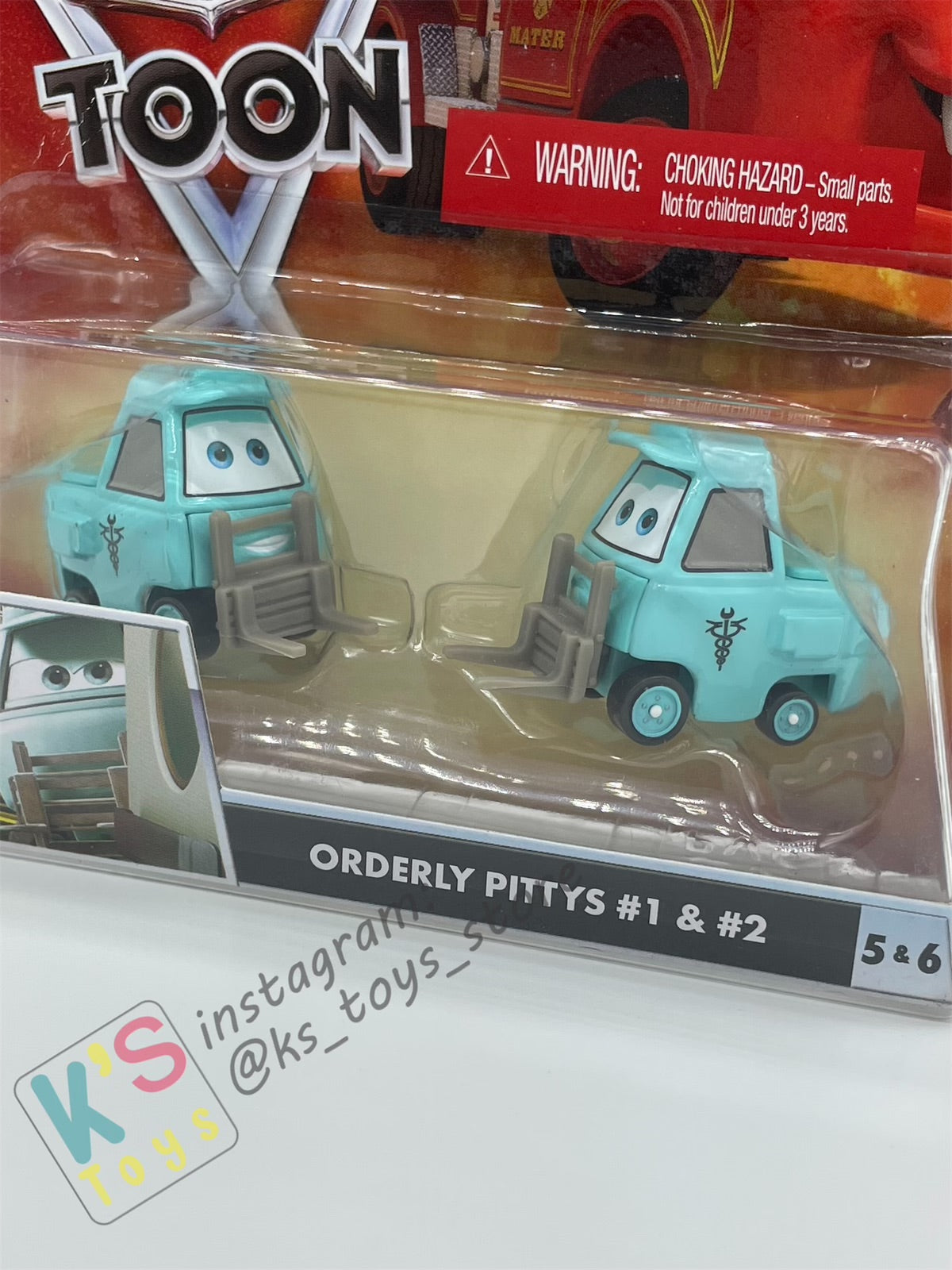 DISNEY PIXAR CARS "ORDERLY PITTYS #1 & #2" RESCUE SQUAD MATER SERIES - Cars Toon - BNIP