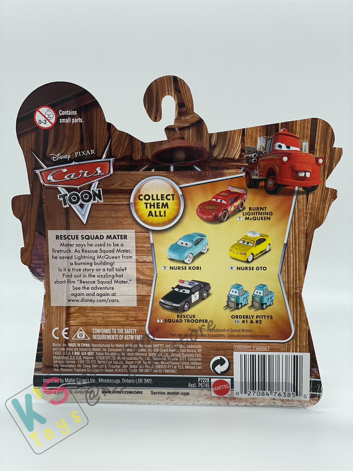 DISNEY PIXAR CARS "ORDERLY PITTYS #1 & #2" RESCUE SQUAD MATER SERIES - Cars Toon - BNIP