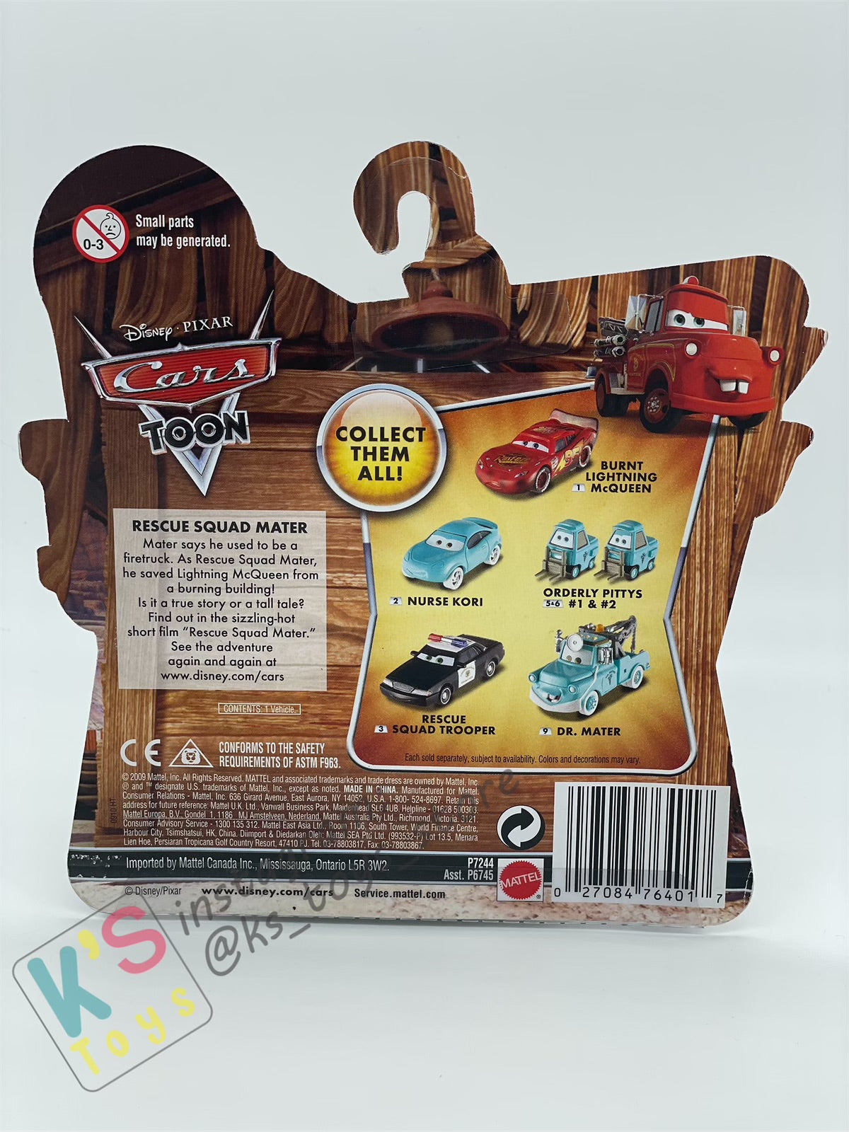 DISNEY PIXAR CARS "DR. MATER" RESCUE SQUAD MATER SERIES - Cars Toon - BNIP