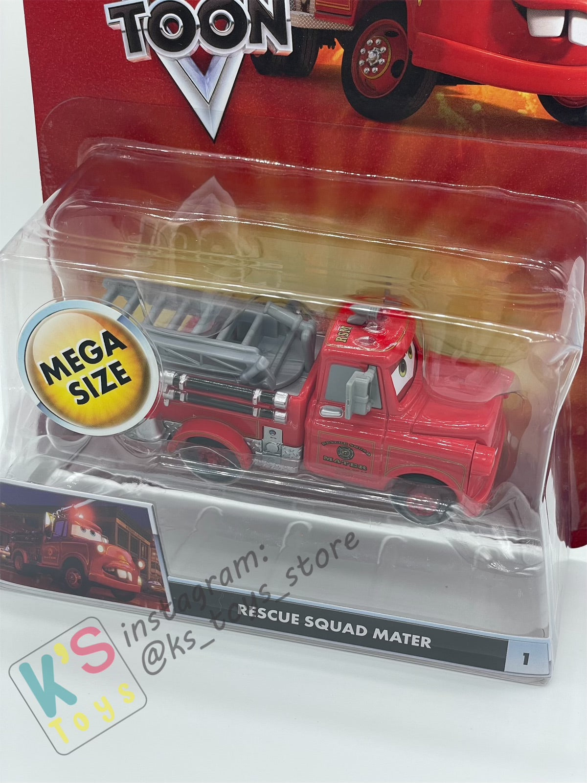 MEGA SIZE DISNEY PIXAR CARS "RESQUE SQUAD MATER" RESCUE SQUAD MATER SERIES - Cars Toon - BNIP