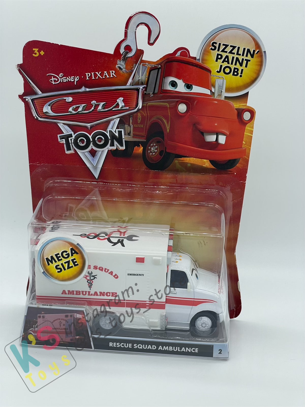 MEGA SIZE DISNEY PIXAR CARS "RESQUE SQUAD AMBULANCE" RESCUE SQUAD MATER SERIES - Cars Toon - BNIP