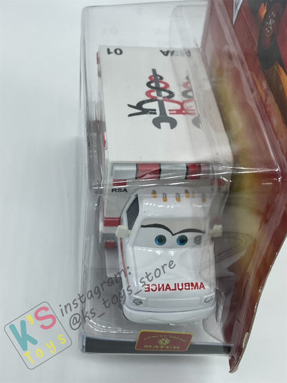 MEGA SIZE DISNEY PIXAR CARS "RESQUE SQUAD AMBULANCE" RESCUE SQUAD MATER SERIES - Cars Toon - BNIP