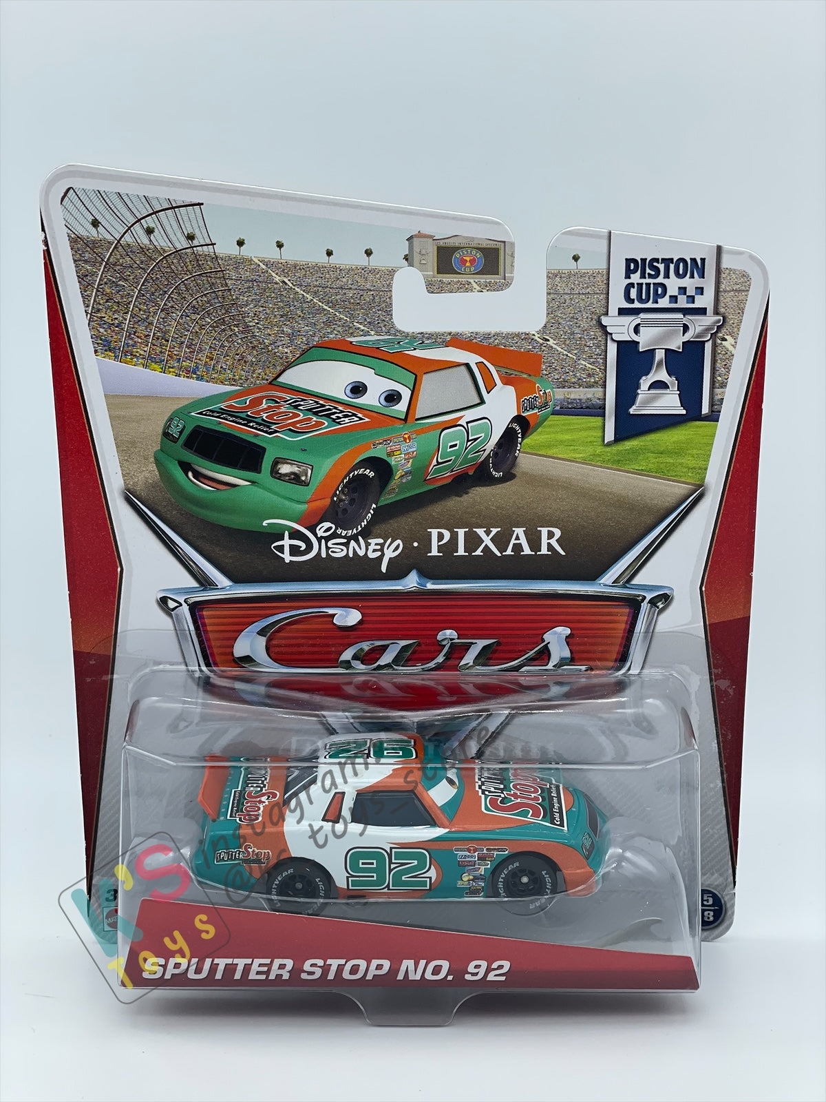 DISNEY PIXAR CARS BY MATTEL, "SPUTTER STOP NO 92” PISTON CUP SERIES- BNIP