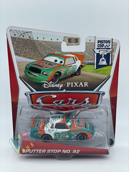 DISNEY PIXAR CARS BY MATTEL, "SPUTTER STOP NO 92” PISTON CUP SERIES- BNIP