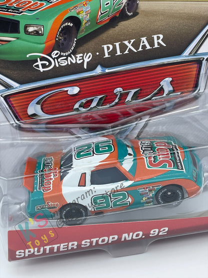 DISNEY PIXAR CARS BY MATTEL, "SPUTTER STOP NO 92” PISTON CUP SERIES- BNIP