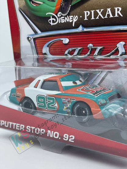 DISNEY PIXAR CARS BY MATTEL, "SPUTTER STOP NO 92” PISTON CUP SERIES- BNIP