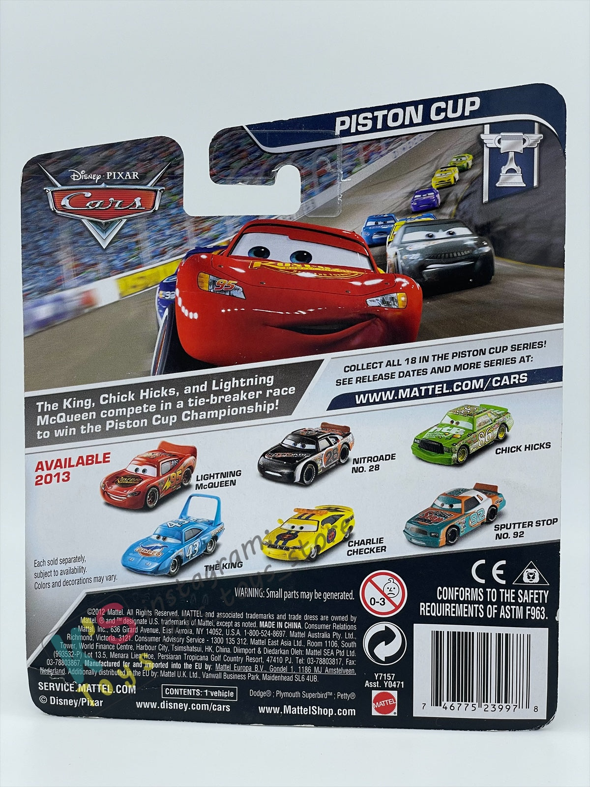 DISNEY PIXAR CARS BY MATTEL, "SPUTTER STOP NO 92” PISTON CUP SERIES- BNIP