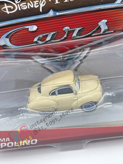 DISNEY PIXAR CARS BY MATTEL 1:55, MAMA TOPOLINO (UNIBODY VARIANT) - FESTIVAL ITALIANO SERIES - BNIP