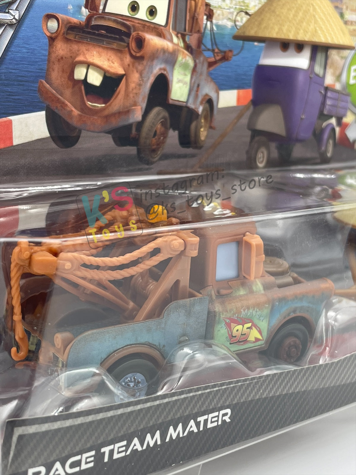 Disney Pixar Cars 1:55 by Mattel 2-Pack Cars 2, RACE TEAM MATER & ZEN MASTER PITTY - BNIP
