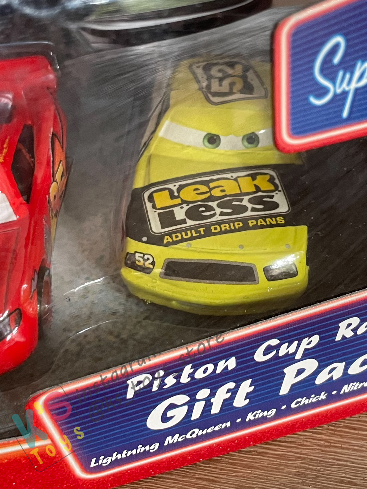 Gift Set Disney Pixar Cars 1:55 - 5-Pack Piston Cup Racers Supercharged; Nitroade, The King, Chick Hicks, Lightning McQueen (without Rusteze Sticker) and Leak Less - BNIP