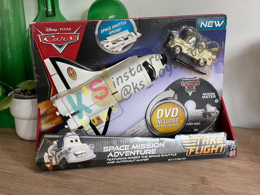 DISNEY PIXAR CARS BY MATTEL - SPACE MISSION ADVENTURE FEATURING ROGER THE SPACE SHUTTLE AND AUTONAUT MATER - BNIB