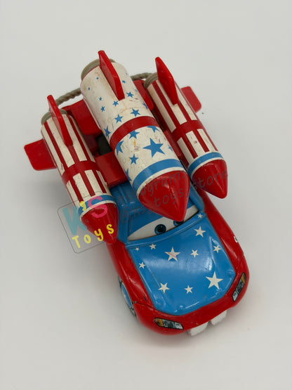PRE-OWNED / LOOSE DISNEY PIXAR CARS - "DAREDEVIL LIGHTNING MCQUEEN WITH TEETH" - MATER THE GREATER 4-PACK - GOOD CONDITION