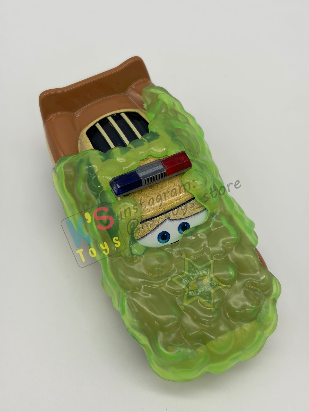 PRE-OWNED / LOOSE DISNEY PIXAR CARS BY MATTEL - "SLIME LIGHTNING MCQUEEN DEPUTY HAZARD" CARS ON THE ROAD SERIES - MINT / NEAR MINT CONDITION - READ DESCRIPTION!!!!!!!!!!