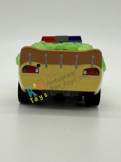 PRE-OWNED / LOOSE DISNEY PIXAR CARS BY MATTEL - "SLIME LIGHTNING MCQUEEN DEPUTY HAZARD" CARS ON THE ROAD SERIES - MINT / NEAR MINT CONDITION - READ DESCRIPTION!!!!!!!!!!