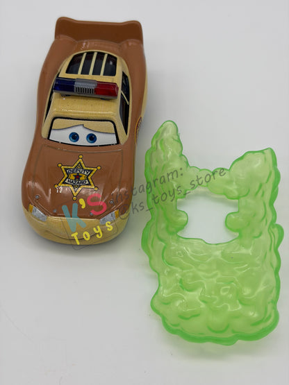 PRE-OWNED / LOOSE DISNEY PIXAR CARS BY MATTEL - "SLIME LIGHTNING MCQUEEN DEPUTY HAZARD" CARS ON THE ROAD SERIES - MINT / NEAR MINT CONDITION - READ DESCRIPTION!!!!!!!!!!