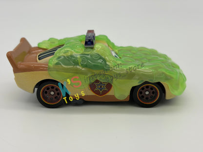 PRE-OWNED / LOOSE DISNEY PIXAR CARS BY MATTEL - "SLIME LIGHTNING MCQUEEN DEPUTY HAZARD" CARS ON THE ROAD SERIES - MINT / NEAR MINT CONDITION - READ DESCRIPTION!!!!!!!!!!