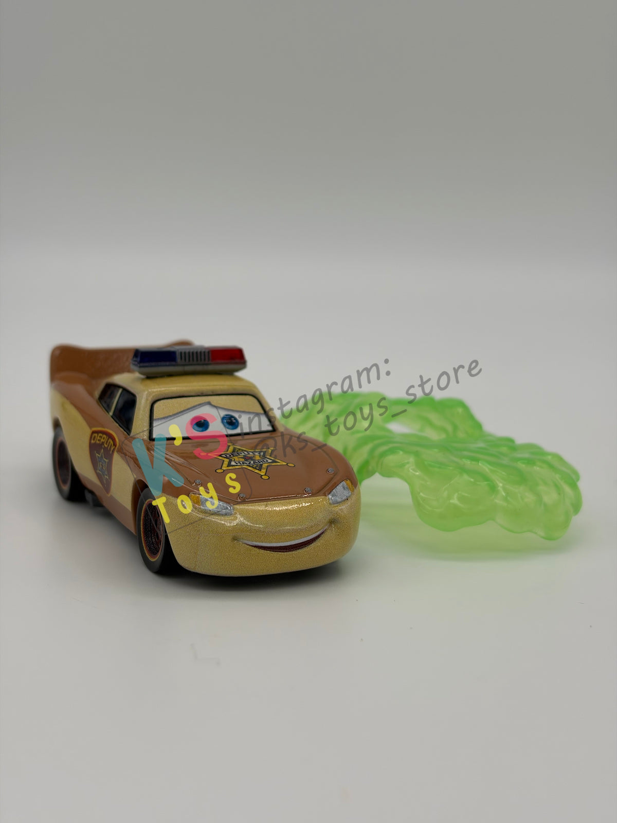 PRE-OWNED / LOOSE DISNEY PIXAR CARS BY MATTEL - "SLIME LIGHTNING MCQUEEN DEPUTY HAZARD" CARS ON THE ROAD SERIES - MINT / NEAR MINT CONDITION - READ DESCRIPTION!!!!!!!!!!