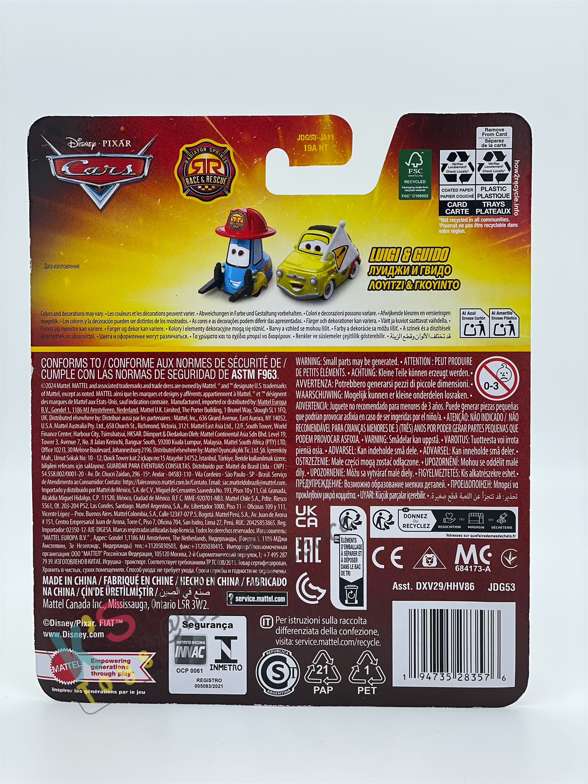 DISNEY PIXAR CARS BY MATTEL - "RACE AND RESCUE LUIGI & GUIDO" 2026 RE-RELEASE RACE & RESCUE SERIES - BNIP