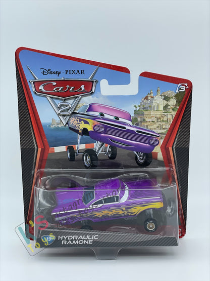 DISNEY PIXAR CARS BY MATTEL, HYDRAULIC RAMONE (PURPLE) - CARS 2 SERIES - BNIP