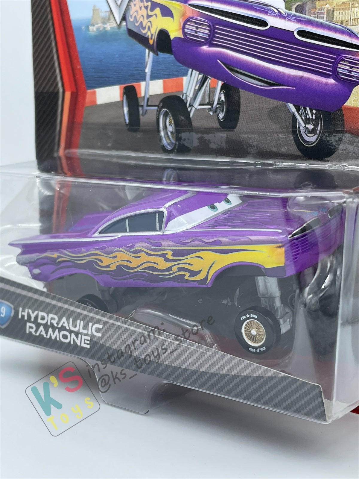 DISNEY PIXAR CARS BY MATTEL, HYDRAULIC RAMONE (PURPLE) - CARS 2 SERIES - BNIP