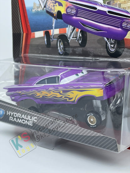 DISNEY PIXAR CARS BY MATTEL, HYDRAULIC RAMONE (PURPLE) - CARS 2 SERIES - BNIP