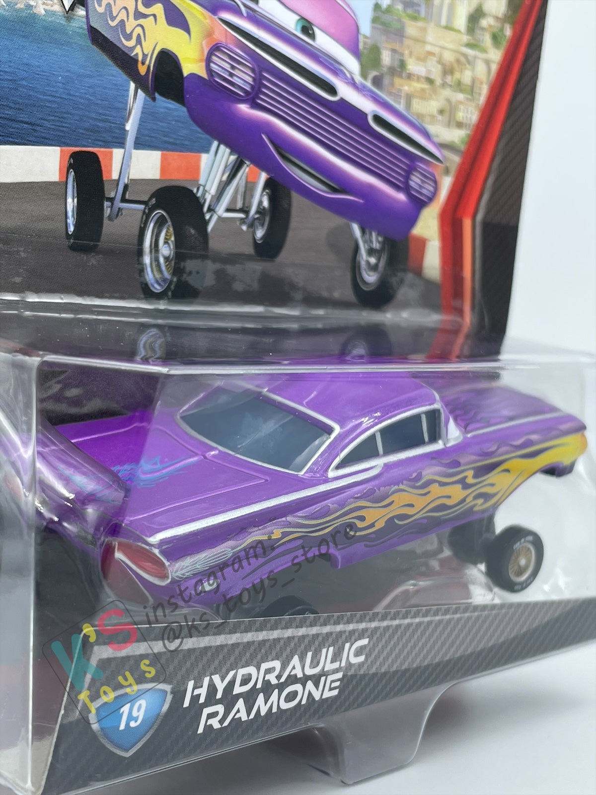 DISNEY PIXAR CARS BY MATTEL, HYDRAULIC RAMONE (PURPLE) - CARS 2 SERIES - BNIP