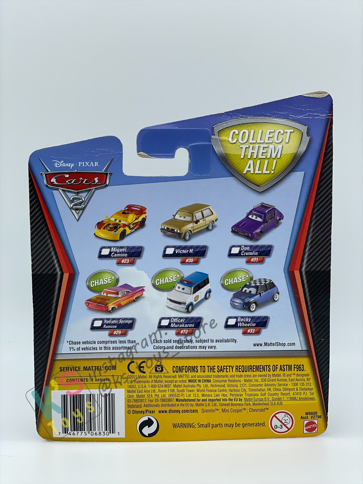 DISNEY PIXAR CARS BY MATTEL, OFFICER MURAKARMI - CARS 2 SERIES - BNIP