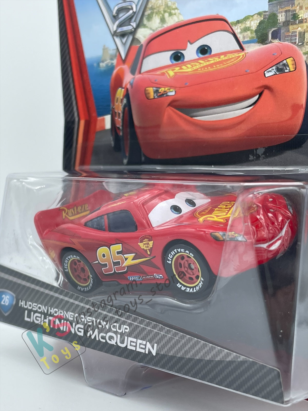 DISNEY PIXAR CARS BY MATTEL, HUDSON HORNET PISTON CUP LIGHTNING MCQUEEN - CARS 2 SERIES - BNIP