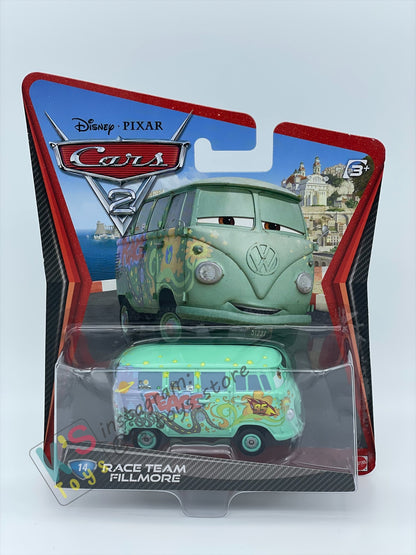 DISNEY PIXAR CARS BY MATTEL, "FILLMORE RACE TEAM" CARS 2 - BNIP