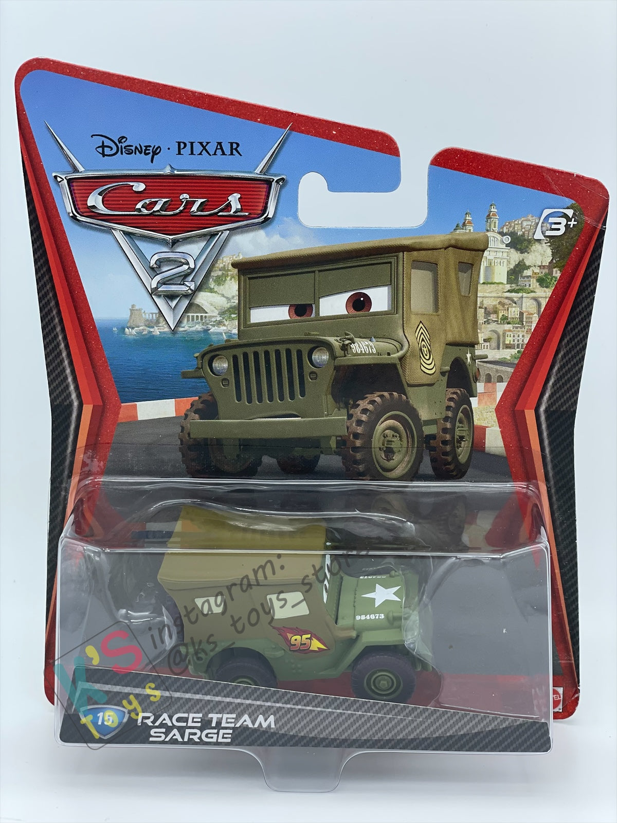 DISNEY PIXAR CARS BY MATTEL, RACE TEAM SARGE - CARS 2 - BNIP