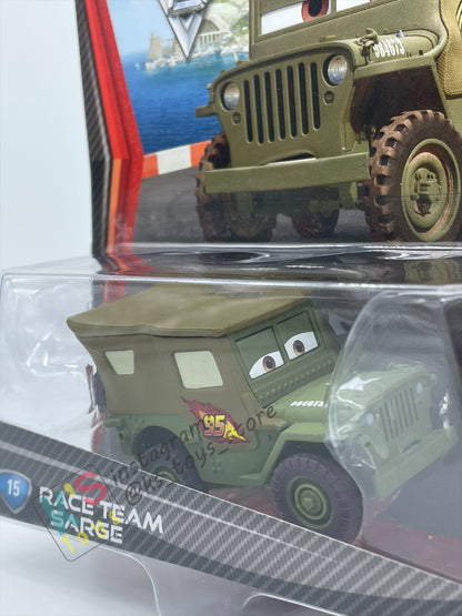 DISNEY PIXAR CARS BY MATTEL, RACE TEAM SARGE - CARS 2 - BNIP