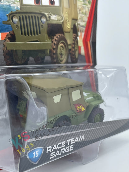 DISNEY PIXAR CARS BY MATTEL, RACE TEAM SARGE - CARS 2 - BNIP