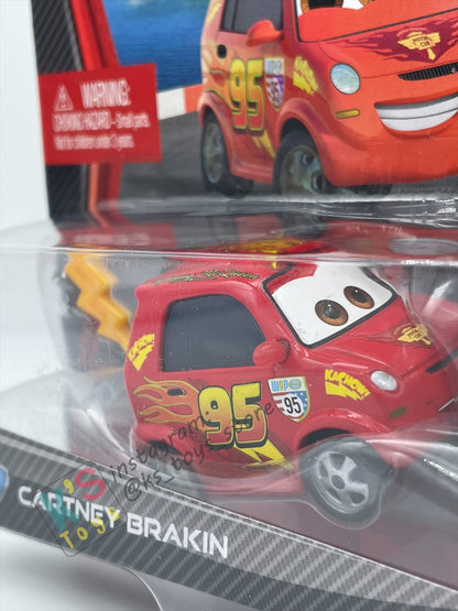 DISNEY PIXAR CARS BY MATTEL, "CARTNEY BRAKIN" CHASE CARS 2 SERIES - BNIP