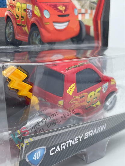 DISNEY PIXAR CARS BY MATTEL, "CARTNEY BRAKIN" CHASE CARS 2 SERIES - BNIP
