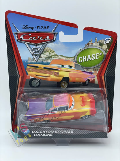 DISNEY PIXAR CARS 1:55 BY MATTEL, RADIATOR SPRINGS RAMONE - CARS 2 CHASE SERIES - BNIP