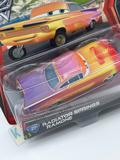 DISNEY PIXAR CARS 1:55 BY MATTEL, RADIATOR SPRINGS RAMONE - CARS 2 CHASE SERIES - BNIP