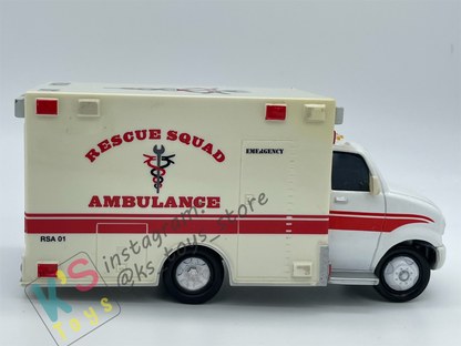 PRE-OWNED / LOOSE DISNEY PIXAR CARS "RESCUE SQUAD AMBULANCE" RESCUE SQUAD MATER SERIES- GOOD CONDITION