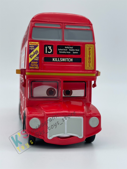 PRE-OWNED / LOOSE DISNEY STORE CARS "DOUBLE DECKER BUS" CARS 2 LONDON CALLING 5PACK SIZE 1:43 - DISPLAYED CONDITION