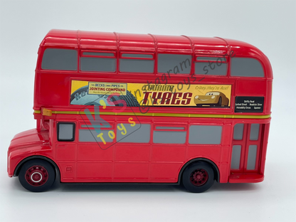 PRE-OWNED / LOOSE DISNEY STORE CARS "DOUBLE DECKER BUS" CARS 2 LONDON CALLING 5PACK SIZE 1:43 - DISPLAYED CONDITION