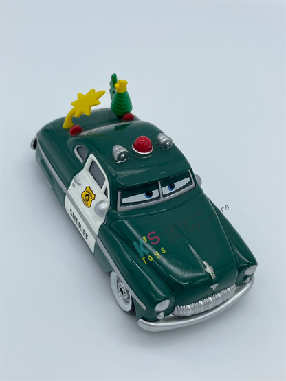 PRE-OWNED / LOOSE DISNEY PIXAR CARS "HOLIDAY SPIRIT GREEN SHERIFF" SNOW GLOBE - DISPLAYED CONDITION