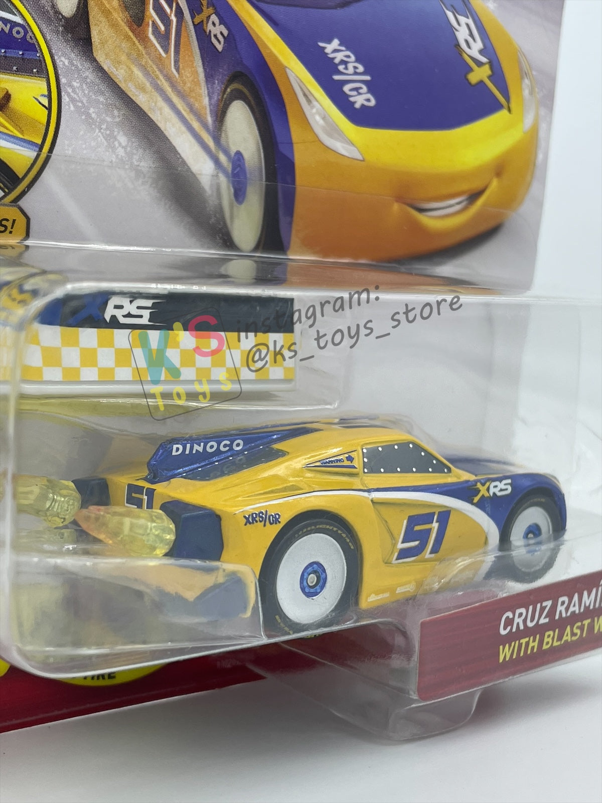 DISNEY PIXAR CARS BY MATTEL 1:55, "CRUZ RAMIREZ WITH BLAST WALL" ROCKET RACING SERIES - BNIP
