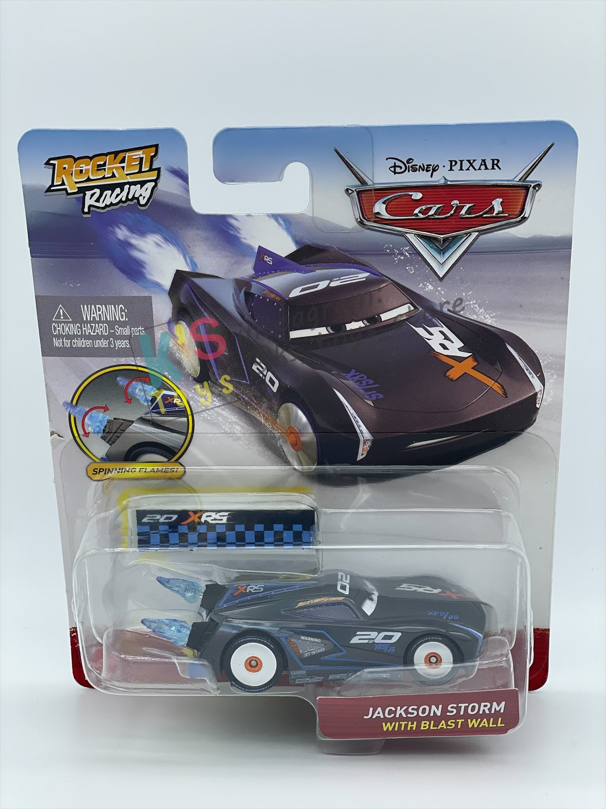 DISNEY PIXAR CARS BY MATTEL 1:55, "JACKSON STORM WITH BLAST WALL" ROCKET RACING SERIES - BNIP